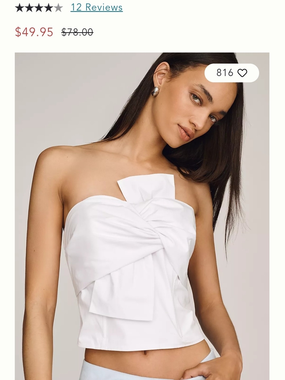 Strapless White Twist-Front Tank Top